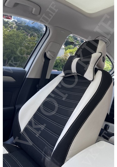 Vk Auto Volkswagen Passat B8 Araca Özel Koltuk Kılıf Siyah-beyaz