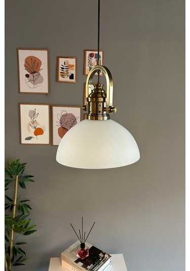 Perry Cam Beyaz Tekli Avize Delikli Eskitme Başlık Retro Sarkıt Lamba Restoran Salon Aydınlatma Beyaz