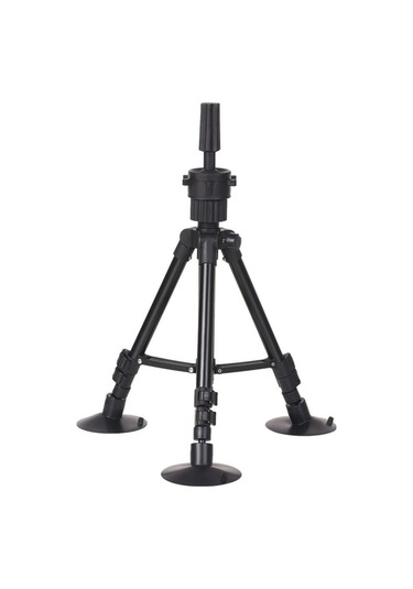Portatif Saç Maketi Standı - Ayarlanabilir Vantuzlu Tripod, Kuaför Eğitimi İçin Siyah Siyah