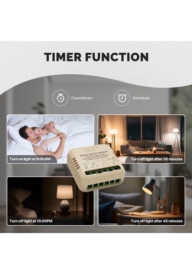 Teltree Tayu Wifi Akıllı Anahtar Modülü Tek Yönlü 16a Metreli - Alexa/google Uyumlu, Zamanlayıcı Ve Uzak Kumanda İle Ev Otomasyonu