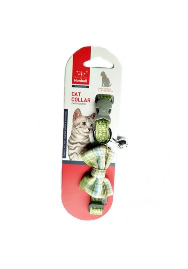 Nunbell Çıngıraklı Fiyonk Papyon Kedi Boyun Tasması 23-35 Cm Yeşil