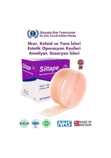Advancis Medical UK Siltape Soft Silikon Yara İzi Dikiş İzi Sezaryen Yanık Estetik Bant 4 CM x 1500 CM