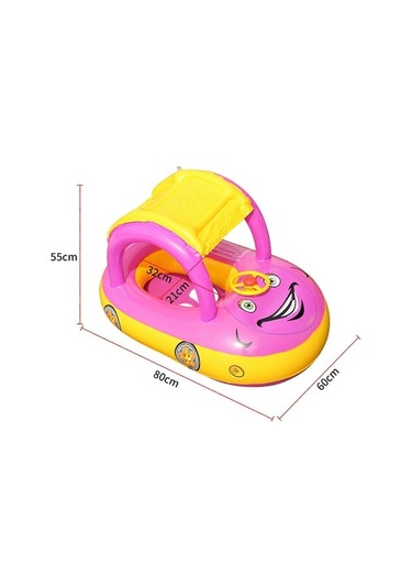 Bloomnest Şişme Bebek Yüzme Havuzu Şamandırası, Gölgelikli Güvenli Taşınabilir Güneş Korumalı, Erkek Kız Kapalı Açık Havuz İçin Yürümeye Başlayan Çocuk Yüzme Halkaları Mavi Mavi