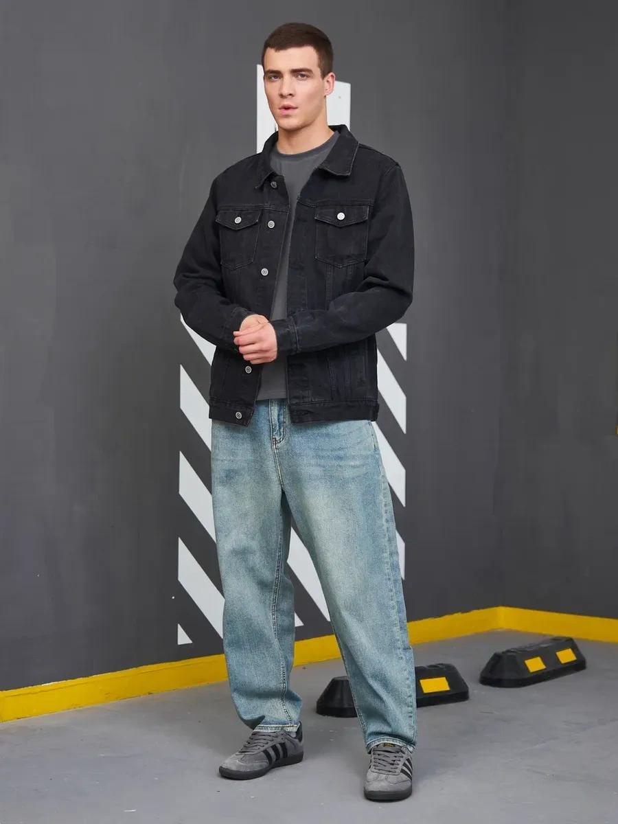 Arvador Erkek Desenli Kot Ceket 439191980 Koyu Gri