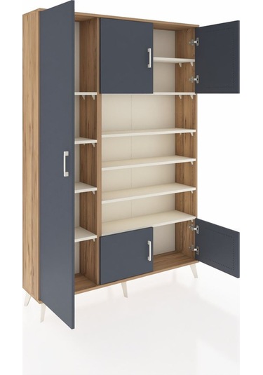 Arges Dolap 10 Raflı 5 Kapaklı 132x30x195 Çam-antrasit/aytaşı Çam