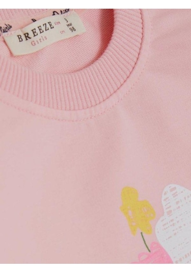 Kız Çocuk Pamuklu Cep Detaylı Sweatshirt-14369 SOMON