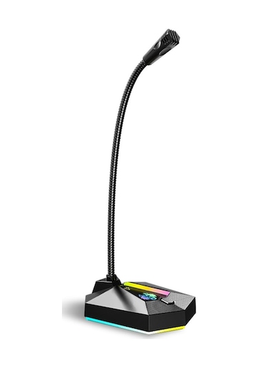 Profesyonel Usb Masa Mikrofonu - 360 Derece Yönlendirme, Rgb Led Aydınlatmalı, Oyun Ve Kayıt İçin