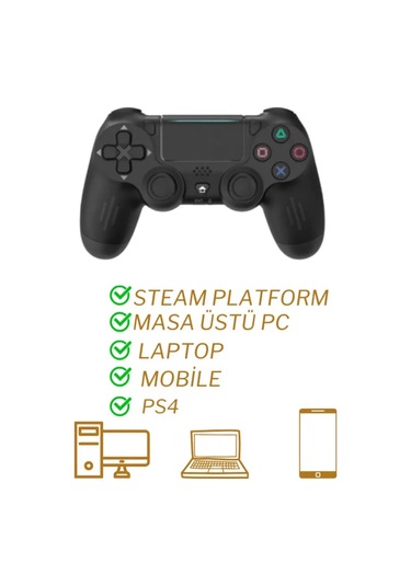 Ps4 Kol Wireless Bt Kablosuz Oyun Kolu Ps4 Joystick Tablet Telefon Pc Uyumlu Titreşimli Oyun Kolu Beyaz