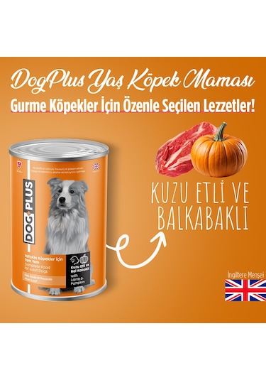 DogPlus Pate Kuzu Etli ve Balkabaklı Yetişkin Köpek Konserve Yaş Mama 395 Gr x 12 Adet