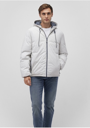 Mavi - Kapüşonlu Açık Gri Şişme Mont 0110352-70080 Gri