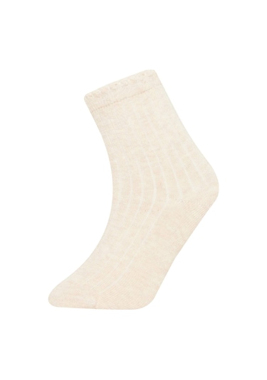 DeFacto Kız Bebek Dikişsiz 5'li Pamuklu Uzun Çorap C9103A5NSKR1 Çok Renkli