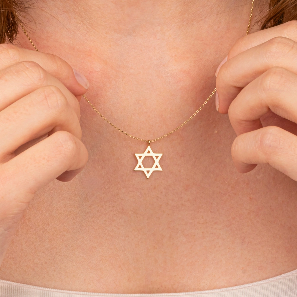 Gümüş Kolye - Davut Yıldızı 925 Ayar Gümüş Kolye Sarı