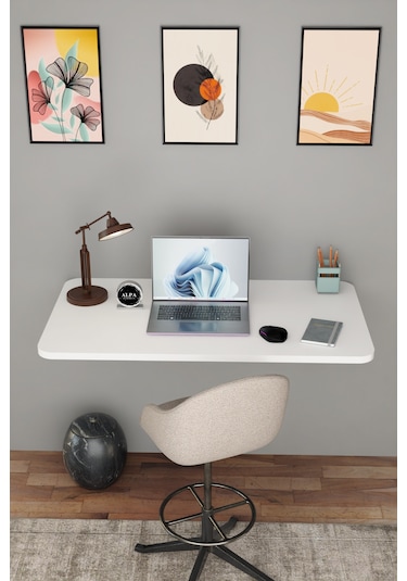 Katlanabilir Duvara Monte Masa - 50x90 Cm Ofis, Ev Çalışma Masası Beyaz