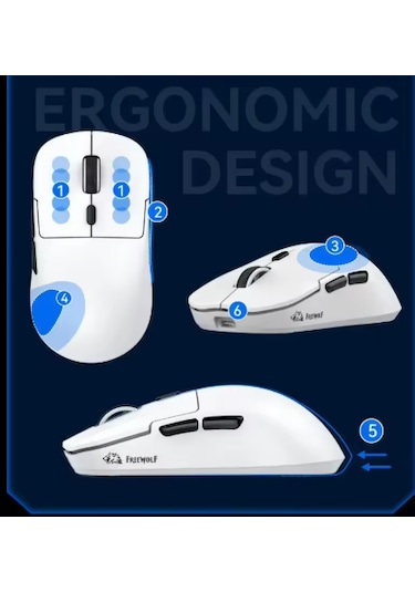 Freewolf A6 Kablosuz Oyuncu Mouse Paw3311 1000 Hz 24000 Dpı Profesyonel Bluetooth Üç Modlu Bağlantı -
