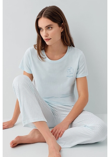 Pierre Cardin Kadın Mavi Pijama Takım Pc9201-s-v2 Mavi