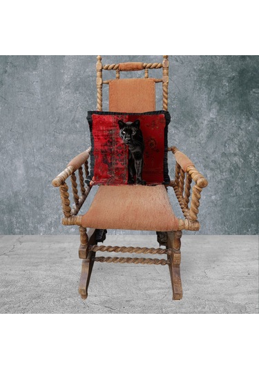 Panter Çift Taraflı Dekoratif Püsküllü - Saçaklı Kırlent Kılıfı 1 Karışık/Çok Renkli