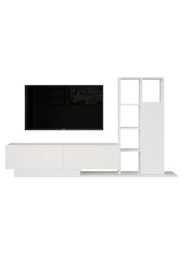 Robin Home Lotus Tv Ünitesi Kapaklı Kitaplık Raf Beyaz