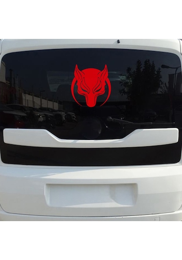 Börü Sticker - Kurt Sticker - Oto Sticker - 28cmx30cm - Kırmızı