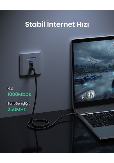 Ugreen Cat6 Ethernet Kablosu, 5 Metre, Siyah, 20162