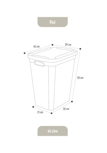 İronika Slim Kapaklı Dekoratif Kirli Çamaşır Sepeti 45 Litre - Beyaz Beyaz