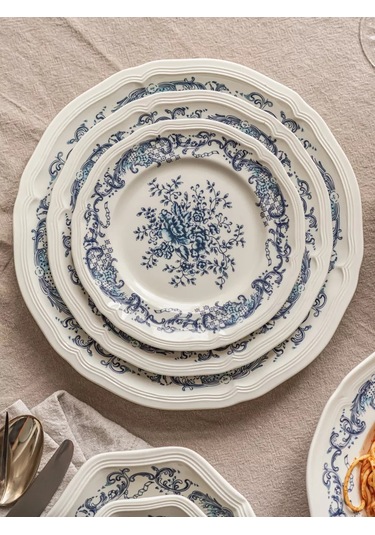 Roomi Seramik Düz Tabak 26 Cm Desenli, Vintage 202452396 Beyaz