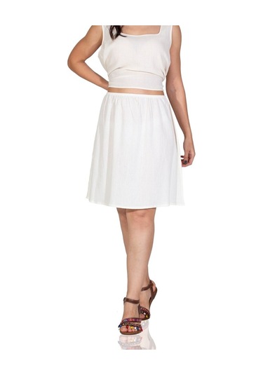 Jüpon Astarı Diz Boyu Şile Bezi Mini Pamuk Kısa Etek Kadın Jipon Krem Krm