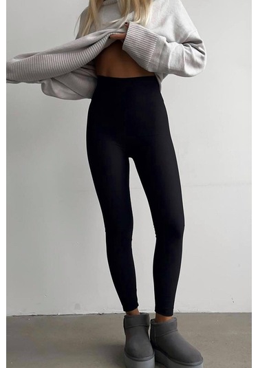 Madmext Siyah Yüksek Bel Kadın Fitilli Tayt Mg1625 SiYAH