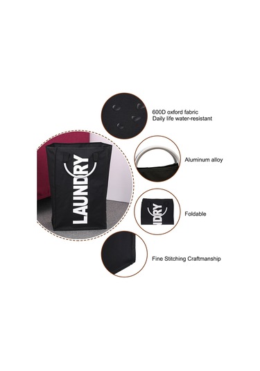 Cbtx Pratik Katlanabilir Çamaşır Torbası Kirli Giysileri Yıkama Çamaşır Sepeti Alaşım Saplı - Siyah Diğer