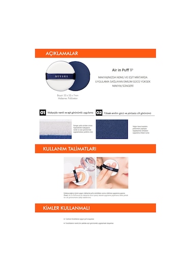 Missha Air In Puff Pratik Kullanım için Makyaj Süngeri 1 Adet