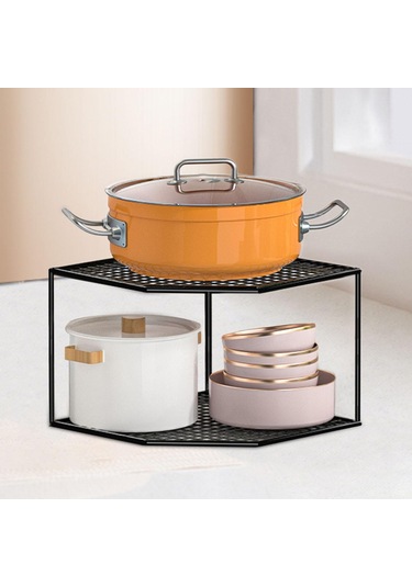 Homyl Mutfak Depolama Rafı Köşe Raf Standı Tezgah Dolabı Siyah