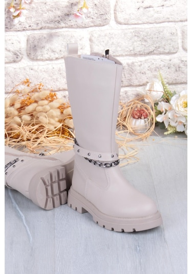 Fort Cool Paris Anatomik Sıcak Astar Kaymaz Taban Kız Çocuk Çizme Bej