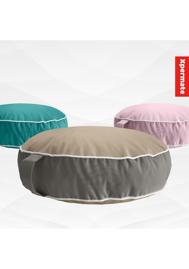 Xpermate Fermuarlı Kedi Köpek Minderi Kedi Köpek Yatağı Bej - Gri