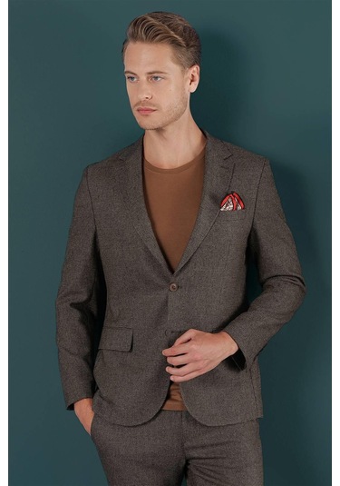 C 658 Slim Fit Kahve Spor Ceket Kahverengi