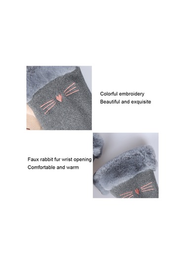 Dokunmatik Ekran Kadife Kalın Soğuk Önleyici Peluş Kürklü Eldiven 001