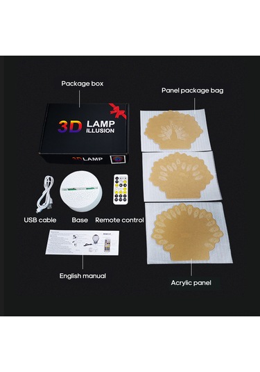 Yifomall 3d Dinamik Renkli Led Gece Lambası, Dokunmatik Ve Uzaktan Kumandalı, Usb/aa Pil Besleme, Abs Kırık Desenli, Yatak Odası Dekoratif Hediyelik Alet Lc-492 Beyaz