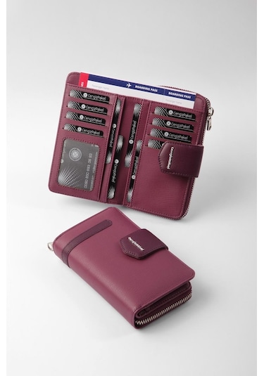 Cengiz Pakel Kadın Orta Boy Cüzdan 65256M Mürdüm- Mürdüm