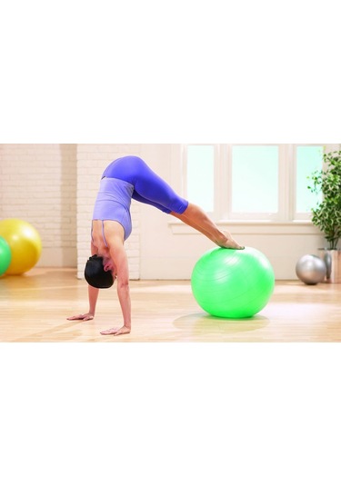 65 CM Pilates Topu Büyük Boy Kalın Yoga Pilates Top-Pompa Mavi