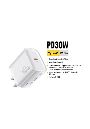 Essager Essager 30w Usb C Şarj Cihazı Pd 3.0 iPhone Uyumlu, Uyumlu, 16/15/14 Pro Samsung Huawei Xiaomi İpad İçin Jpdistribütör Garantili