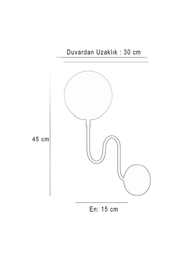 Luzarana Ferro Dikey Sarı-siyah Metal Gövde Beyaz Camlı Tasarım  Aplik