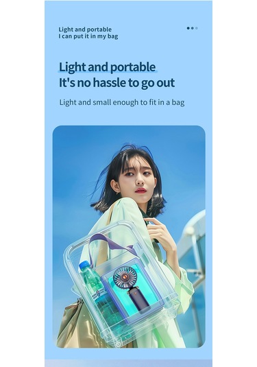 Usb Mini El Tipi Döner Tabanlı Küçük Fan 2400mah Mavi