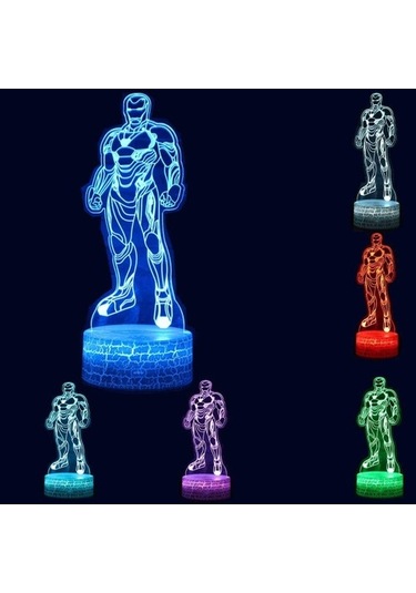 Wealthglow 3d Gece Lambası Dokunmatik Masa Lambası Süper Kahraman Sgp594 Siyah