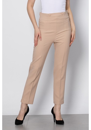 Çift Düğmeli Kumaş Pantolon - Taş-Taş