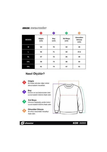 Shooter Sportswear Erkek Deluxe Sweatshirt Ekru Baskı Detaylı Standart Kalıp Siyah