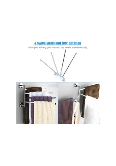 Novahub Paslanmaz Çelik Döner Banyo Havlu Askısı - 5'lü Set Diğer