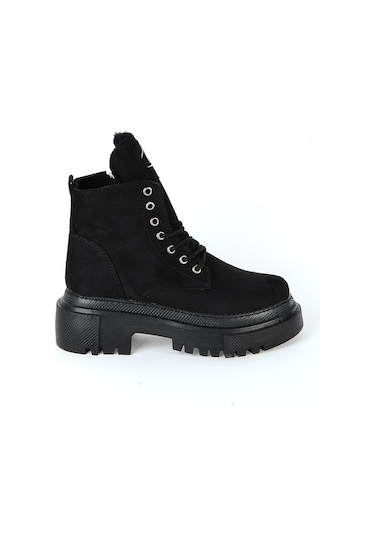 M.P Mp 222-3471ft Siyah Nubuk Fermuarlı Kız Çocuk Düz Bot 001