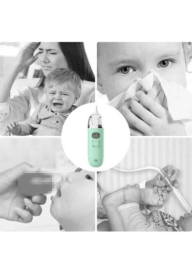 Vkemall Bebek Burun Aspiratörü, 3 Seviye Emme Gücü Ve Led Ekranlı, Yumuşak Müzik İle Rahat Solunum Sağlayıcı, Silikon Uçlar Pembe/yeşil