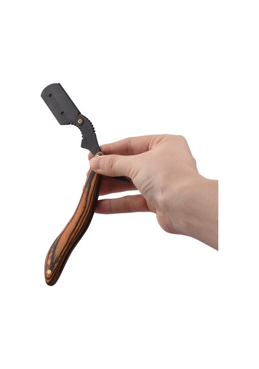 Yifomall Erkekler İçin Paslanmaz Çelik Tıraş Bıçağı - Ahşap Saplı Manuel Sakal Traş Aleti, Bıçaksız 1 Saat