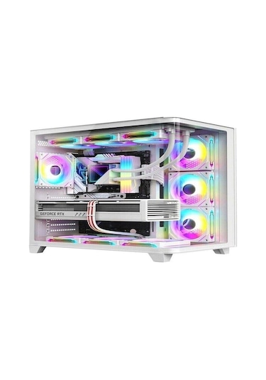 Ocean Curved Pro 750w 80+ Temperli Cam Atx Mid Tower Oyuncu Bilgisayar Kasası Beyaz