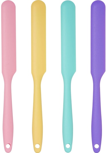 Geeroyoo 4'lü Silikon Spatula Seti: Isıya Dayanıklı, Kek Kreması-vişne Karıştırıcı, Kaymaz-yumuşak, Pastacılık-mutfak Araçları 4 Renk Rastgele Çok Renkli