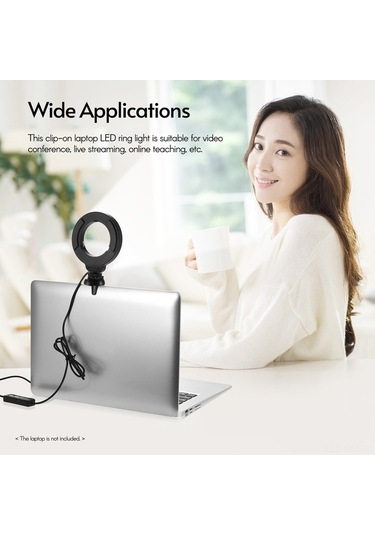 Pazly 4 Led Yüzük Işığı 3200k-6500k 11 Seviye Parlaklık Usb Beslemeli Soğuk Ayaklı Klemeli Montajlı Siyah Siyah